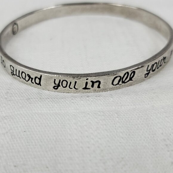 Vintage Sterling Silver 925 RJSH Bangle Bracelet Psalms 91:11 Scripture Bracelet - Picture 1 of 10